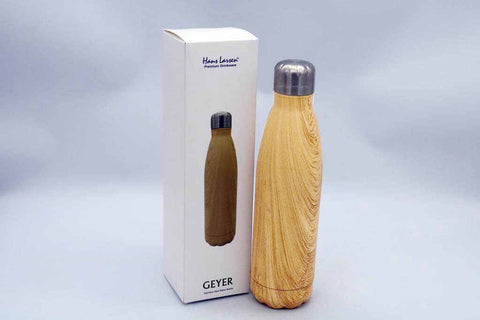 DWHL 408/9 GEYER - Hans Larsen Stainless Steel Water Bottle with Wood Print