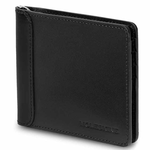 LAMOL 101 Moleskine Classic Genuine Leather Clip Wallet - Black