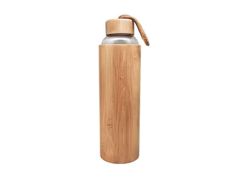 BFT-23-DG020 - Bristem — (550ml) Eco friendly glass borosilicate bottle with bamboo sleeve and lid