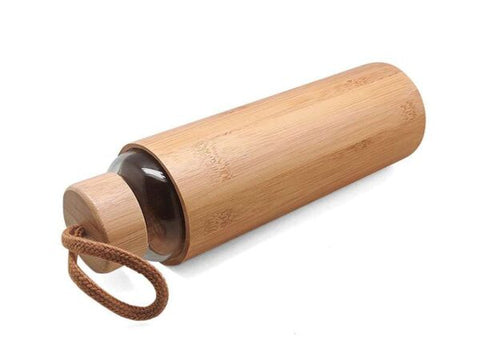 BFT-23-DG020 - Bristem — (550ml) Eco friendly glass borosilicate bottle with bamboo sleeve and lid