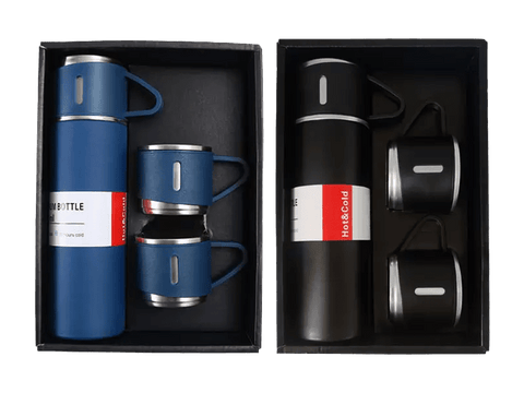 BFT-24-DS028 - Flask set (500ml) — Stainless steel flask with 3 cups