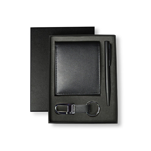 GSGL 9538 BIBURY - Set of Men's Wallet, Key Chain and Pen - Black