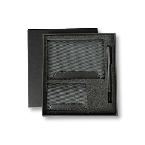GSGL 9551 IRTA - Executive Set of Passport Cover, Name Card Holder and Metal Pen - Black