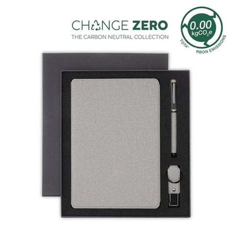 GSSN 9542/43/44 LENZEN - CHANGE ZERO Sustainable Gift Set with Refillable Notebook, Pen & USB Keychain