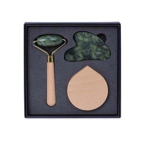 GSWP 3102 - LUNA - Set of Jade Face Roller, Guasha and Mirror