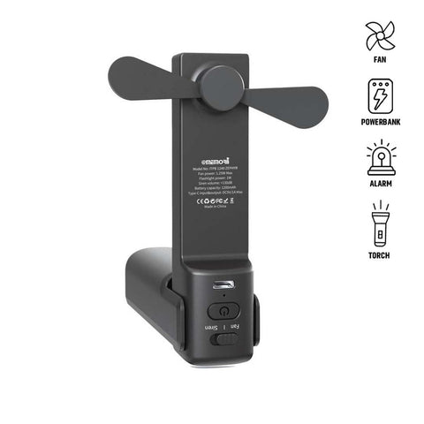 ITPB 1249/1250 - ZEPHYR - @memorii 4-in-1 Fan Powerbank, Safety Alarm & Torch
