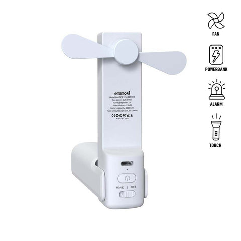 ITPB 1249/1250 - ZEPHYR - @memorii 4-in-1 Fan Powerbank, Safety Alarm & Torch
