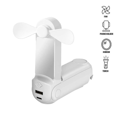 ITPB 1261 - ARCHIE - Giftology 5-in-1 Powerbank Fan with Torch, Phone Holder & Mirror