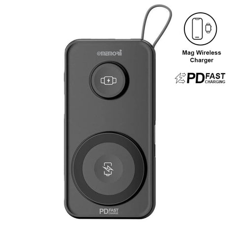 ITWC 1228 ROTTERDAM - @memorii® 10,000mAh Universal Wireless Powerbank with inbuilt cables - Black