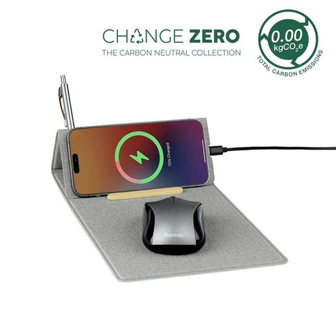 ITWC 1239 / 1202/3/4 BLACE - CHANGE ZERO Recycled PU 15W Wireless Mousepad & Desk Organizer - Green