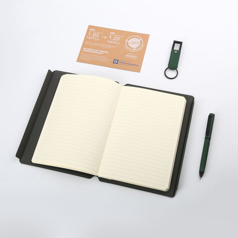 GSSN 9557 LENZEN - CHANGE ZERO Sustainable Gift Set with Refillable Notebook, Pen & USB Keychain - Green