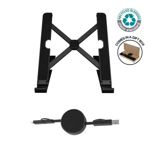 MTST 1167/68 BRELA - @memorii Set of Recycled Laptop Stand and retractable cable