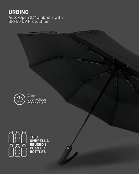 WSSN 9161/2001 URBINO - Santhome RPET Auto-Open 23" Umbrella with SPF50 UV Protection
