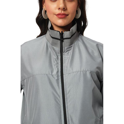 VARSITY - SANTHOME Women's Lightweight Reversible Bomber Jacket - Black/Grey