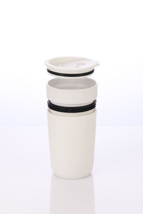 DWHL 3187 SAVONA - Hans Larsen Premium Ceramic Tumbler With Recycled Protective Sleeve - White
