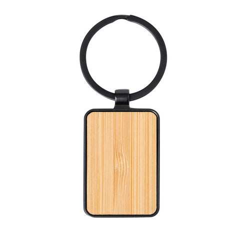 MSKC 9216 RUBI - Rectangle Bamboo Metal Keychain
