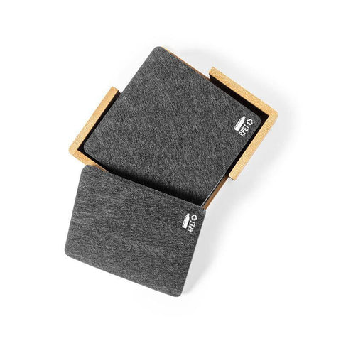 CSEN 9112 LAAX - eco-neutral RPET Set of 6 Felt Coasters with Bamboo Stand