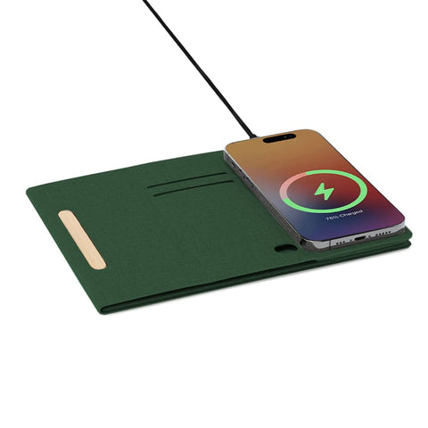 ITWC 1239 / 1202/3/4 BLACE - CHANGE ZERO Recycled PU 15W Wireless Mousepad & Desk Organizer - Green