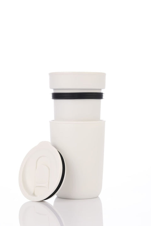 DWHL 3187 SAVONA - Hans Larsen Premium Ceramic Tumbler With Recycled Protective Sleeve - White