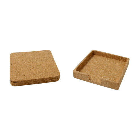 CSEN 9175 TEREVI - eco-neutral set of 4 Cork Coasters with Cork Stand