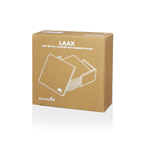 CSEN 9112 LAAX - eco-neutral RPET Set of 6 Felt Coasters with Bamboo Stand