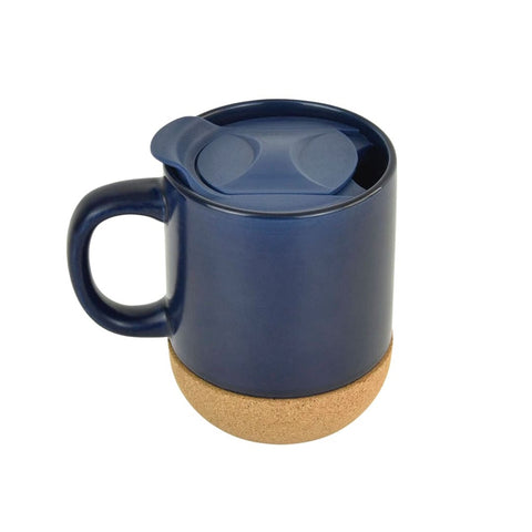 DWGL 3232 LUCCA - Giftology Ceramic Mug with Cork and Lid - Navy Blue