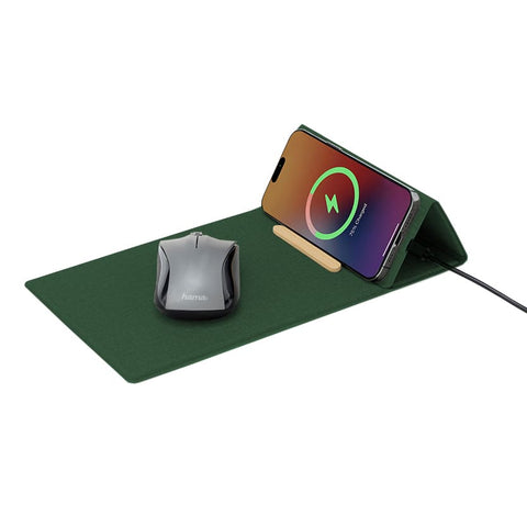 ITWC 1239 / 1202/3/4 BLACE - CHANGE ZERO Recycled PU 15W Wireless Mousepad & Desk Organizer - Green