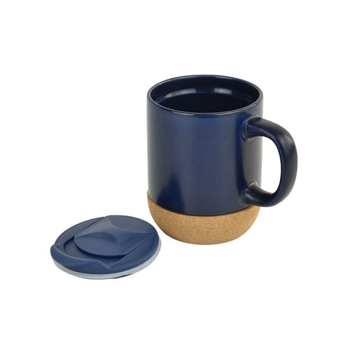 DWGL 3232 LUCCA - Giftology Ceramic Mug with Cork and Lid - Navy Blue