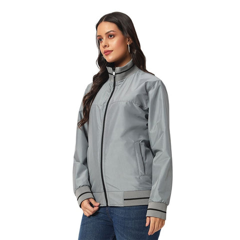 VARSITY - SANTHOME Women's Lightweight Reversible Bomber Jacket - Black/Grey