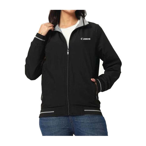 VARSITY - SANTHOME Women's Lightweight Reversible Bomber Jacket - Black/Grey