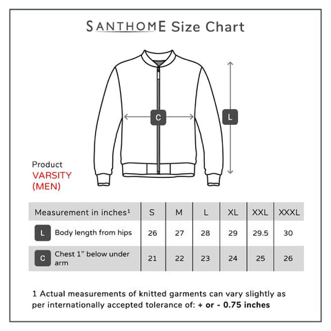 VARSITY - SANTHOME Men's Lightweight Reversible Bomber Jacket - Black/Grey