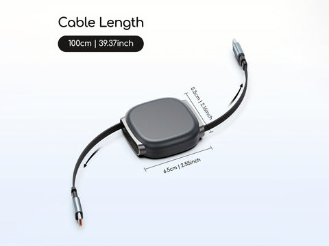 TCH063 Chaldo — 240W Retractable USB-C to USB-C Fast Charging & Data Transfer Cable