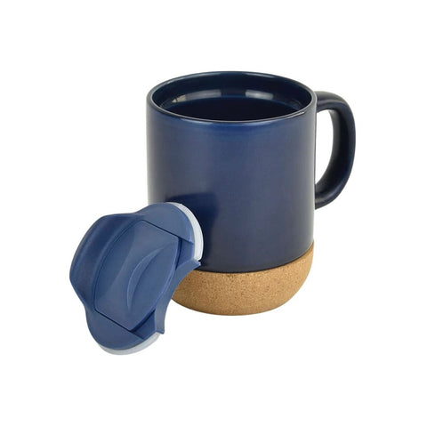 DWGL 3232 LUCCA - Giftology Ceramic Mug with Cork and Lid - Navy Blue