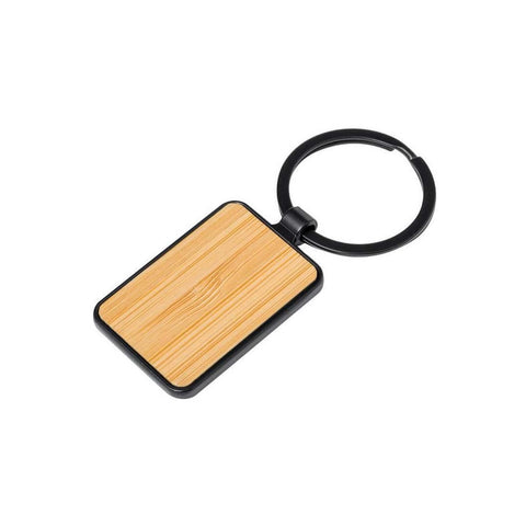 MSKC 9216 RUBI - Rectangle Bamboo Metal Keychain