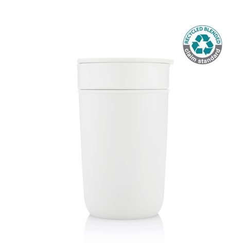 DWHL 3187 SAVONA - Hans Larsen Premium Ceramic Tumbler With Recycled Protective Sleeve - White
