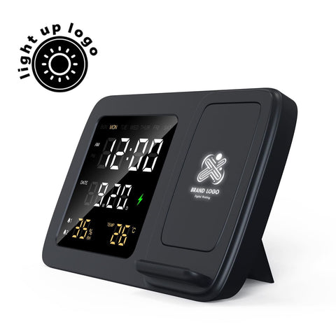 ITWC 1237 RISE - Giftology Digital Alarm Clock & Wireless Charger - Black