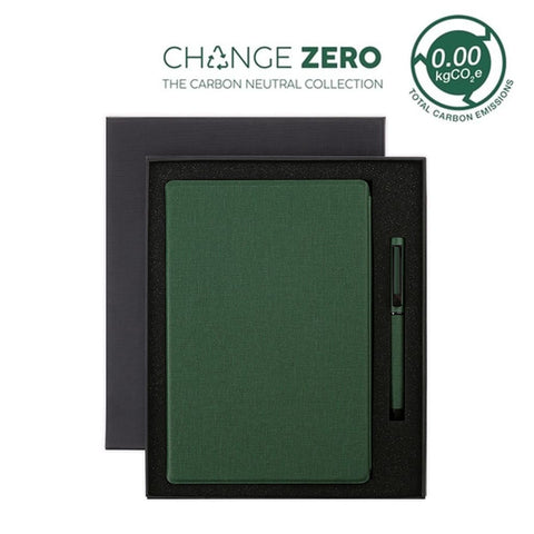 GSSN 9558 VARDIM - CHANGE ZERO Sustainable Gift Set with Refillable Notebook & Pen - Green