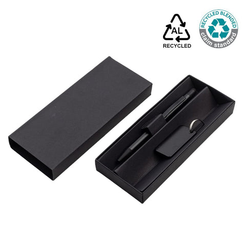 GSGL 9552 ANGLA - Gift Set of RCS Recycled Aluminium Pen and Keychain - Black