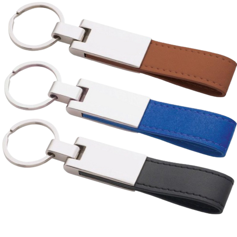 Metal Keychains with Leather Strap