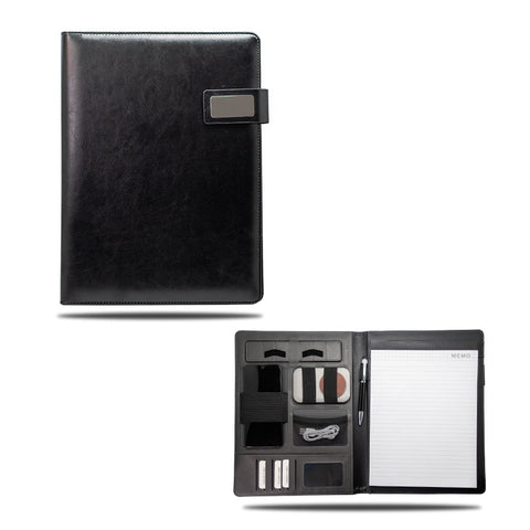 BFT-21-1003 Technoport A4 organiser with in-built powerbank - black