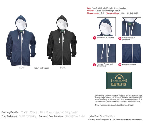 IGLOO Hoody W/ Zipper - Black