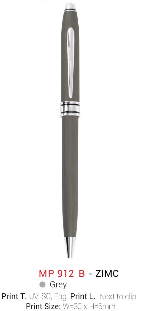 MP 912 B ZIMC Metal Ball Pen-Grey