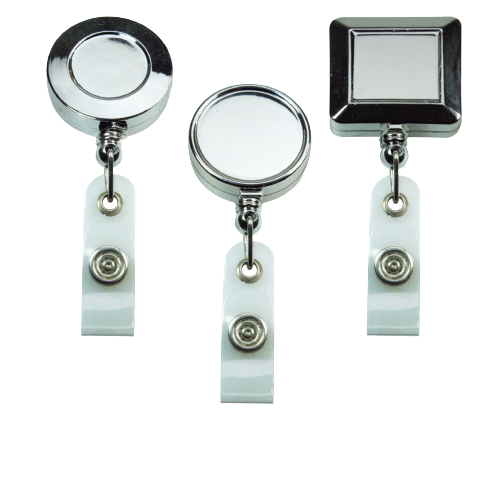 Badge Reels in Silver Mirror Shiny Finish