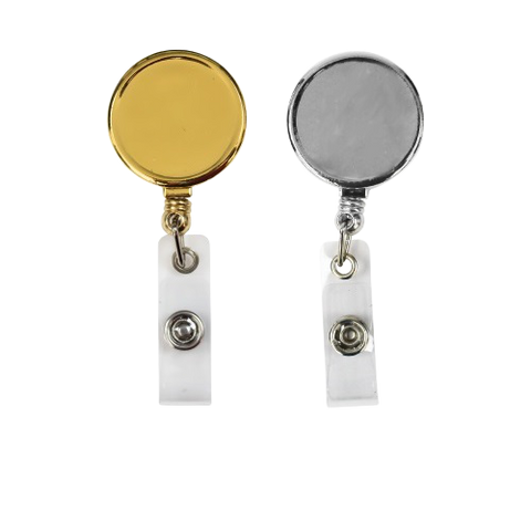 Large Metal logo Reel Badges - Round Gold / Silver
